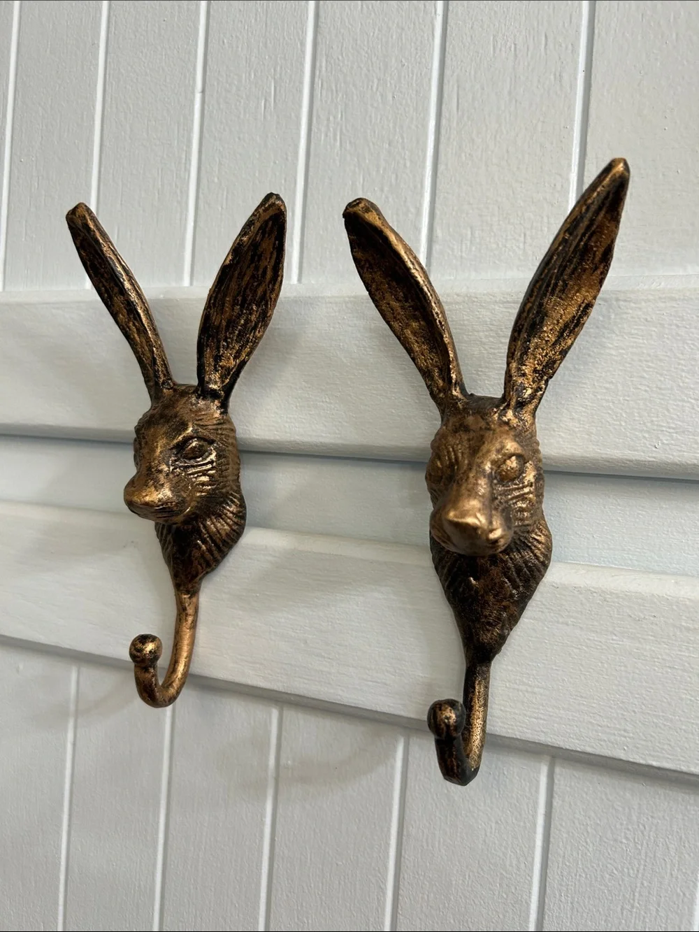 Whimsical Decorative Rabbit Head Wall Hooks - Antique Bronze